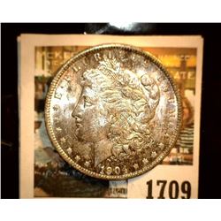 1709 _ 1904 O U.S. Silver Morgan Dollar, Choice BU 63. Superb toning.