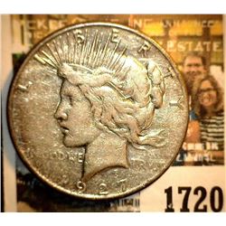 1720 _ 1927 S U.S. Silver Peace Dollar, light toning, VG-Fine.