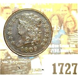 1727 _ 1809 U.S. Half Cent, mostly Brown Uncirculated.