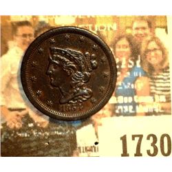 1730 _ 1854 U.S. Half Cent, AU+, dark Brown.