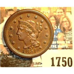 1750 _ 1851 U.S. Large Cent, Brown Uncirculated. Originally purchased in someone's Auction #658 as "