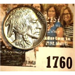 1760 _ 1934 D Buffalo Nickel, Gem BU. May have been certified by PCGS as MS64 at one time according 