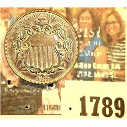 1789 _ 1867 U.S. Shield Nickel, Super nice High grade.