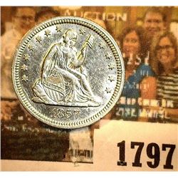 1797 _ 1857 P U.S. Seated Liberty Quarter, AU+.