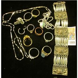 "1805	_	Group of Jewelry Rings, Bracelets, and etc. Almost all Sterling Silver or Vermeil. 98.6 gram