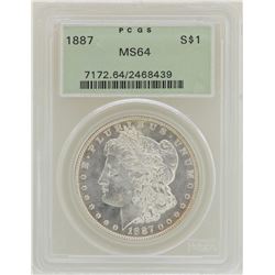1887 $1 Morgan Silver Dollar Coin PCGS MS64