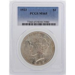 1923 $1 Peace Silver Dollar Coin PCGS MS65