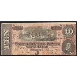 1864 $10 Confederate States of America Note