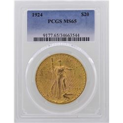 1924 $20 St. Gaudens Double Eagle Gold Coin PCGS MS65