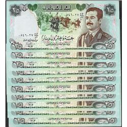 Lot of (10) Iraqi 25 Dinars Saddam Hussein Notes