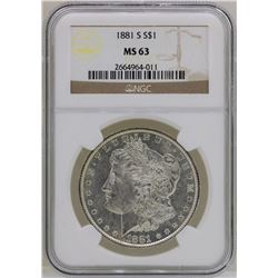 1881-S $1 Morgan Silver Dollar Coin NGC MS63