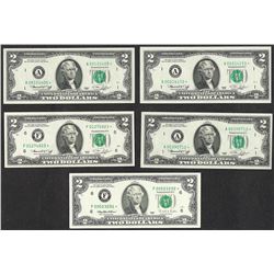 Lot of (5) 1976 $2 Federal Reserve STAR Notes