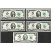 Image 1 : Lot of (5) 1976 $2 Federal Reserve STAR Notes