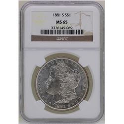 1881-S $1 Morgan Silver Dollar Coin NGC MS65