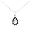 Image 1 : 14KT White Gold 0.40 ctw Sapphire and Diamond Pendant with Chain