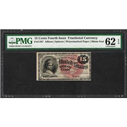 1863 Fifteen Cents Fourth Issue Fractional Note PMG Uncirculated 62EPQ