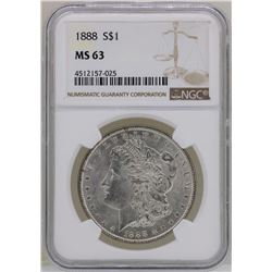1888 $1 Morgan Silver Dollar Coin NGC MS63