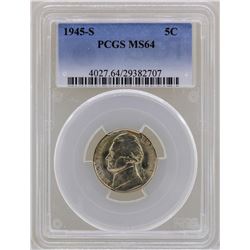 1945-S Jefferson Nickel Coin PCGS MS64