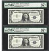 Image 1 : Lot of (2) Consecutive 1957A $1 Silver Certificate Notes PMG Superb Gem Unc 67EP