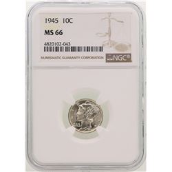 1945 Mercury Dime Coin NGC MS66