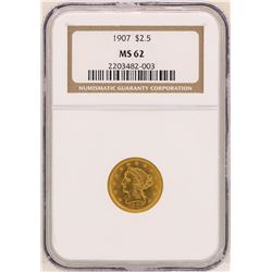 1907 $2 1/2 Liberty Head Quarter Eagle Gold Coin NGC MS62