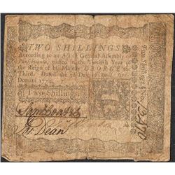 April 3, 1772 Pennsylvania Two Shillings Colonial Currency Note