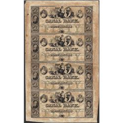 Uncut Sheet of 1800's $50 Canal Bank Obsolete Notes