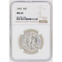 1943 Walking Liberty Half Dollar Coin NGC MS63