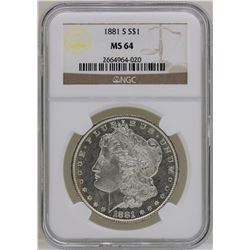 1881-S $1 Morgan Silver Dollar Coin NGC MS64