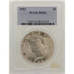 1923 $1 Peace Silver Dollar Coin PCGS MS63