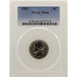 1952 Proof Jefferson Nickel Coin PCGS PR66