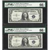 Image 1 : Lot of (2) Consecutive 1935D $1 Silver Certificate Notes PMG Gem Uncirculated 66