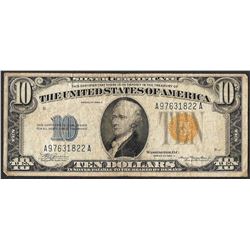 1934A $10 Silver Certificate WWI Emergency North Africa Note