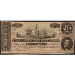 1864 $20 Confederate States of America Note