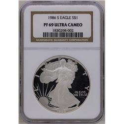 1986-S $1 American Silver Eagle Proof Coin NGC PF69 Ultra Cameo