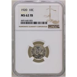 1920 Mercury Dime Coin NGC MS62FB