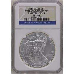 2011 $1 American Silver Eagle Coin NGC MS69 Early Strikes