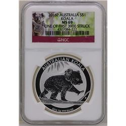 2016P $1 Australia Koala Silver Coin NGC MS69