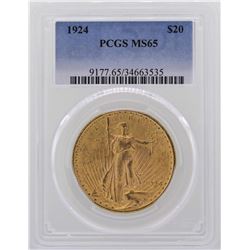 1924 $20 St. Gaudens Double Eagle Gold Coin PCGS MS65