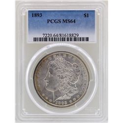 1893 $1 Morgan Silver Dollar Coin PCGS MS64