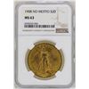 Image 1 : 1908 $20 No Motto St. Gaudens Double Eagle Gold Coin NGC MS63