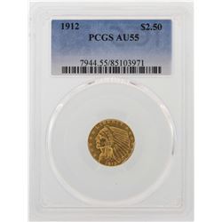 1912 $2 1/2 Indian Head Quarter Eagle Gold Coin PCGS AU55