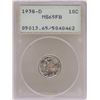 Image 1 : 1938-D Mercury Dime Coin PCGS MS65FB