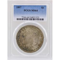 1897 $1 Morgan Silver Dollar Coin PCGS MS64