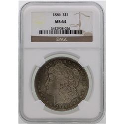 1886 $1 Morgan Silver Dollar Coin NGC MS64 AMAZING TONING