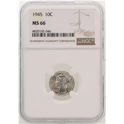 1945 Mercury Dime Coin NGC MS66