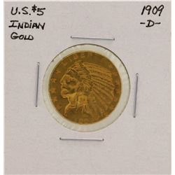 1909-D $5 Indian Head Half Eagle Gold Coin