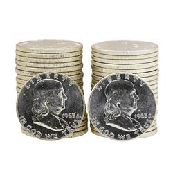 Lot of 1963 & 1963-D Brilliant Uncirculated Franklin Half Dollar Rolls