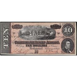 1864 $10 Confederate States of America Note
