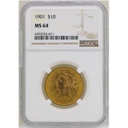 1901 $10 Liberty Head Eagle Gold Coin NGC MS64